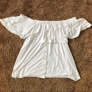 AEO Off-Shoulder Button Down Top